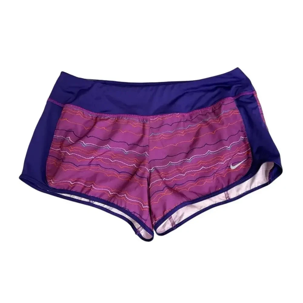 Nike Dri-FIT Running Shorts Purple Wave Print
